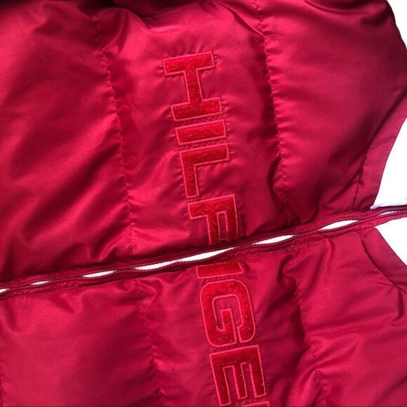 Vintage 2011 Tommy Hilfiger Reversible Jacket Large Black Red BIG LOGO - Picture 8 of 15